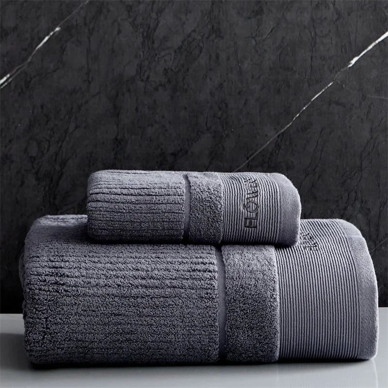 Cotton Towel Set – Soft, Absorbent, Embroidered, Thickened