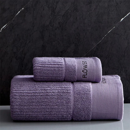 Cotton Towel Set – Soft, Absorbent, Embroidered, Thickened