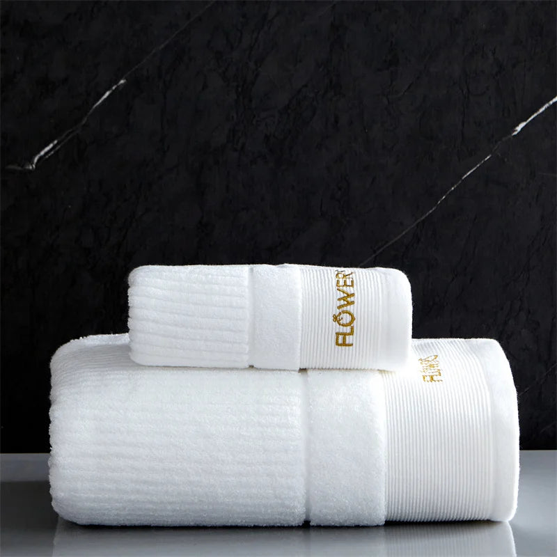 Cotton Towel Set – Soft, Absorbent, Embroidered, Thickened