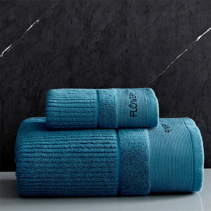 Cotton Towel Set – Soft, Absorbent, Embroidered, Thickened