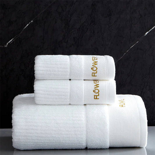 Cotton Towel Set – Soft, Absorbent, Embroidered, Thickened
